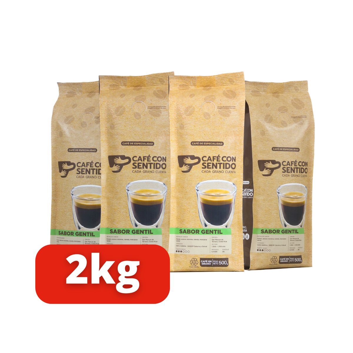 CAFE CON SENTIDO - x4 Café Sabor Gentil Grano - 2 kilos