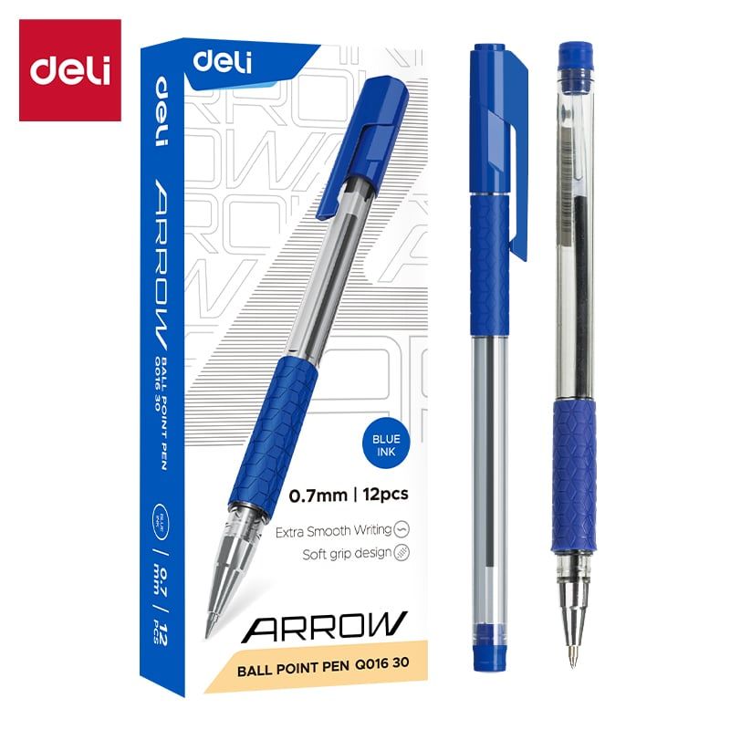 DELI - pack 72 Lápiz pasta bolígrafo punta bala 07 mm azul