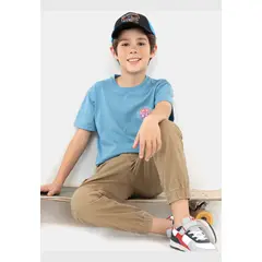 MAUI AND SONS - Polera MC Surf & Skate Tm Celeste Niño