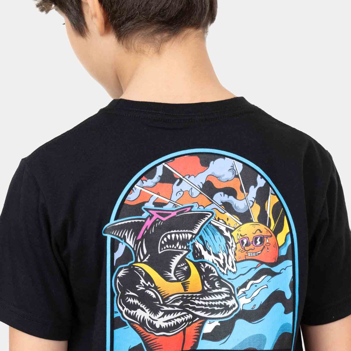 MAUI AND SONS - Polera MC Shark New Day Negro Niño Maui And Sons