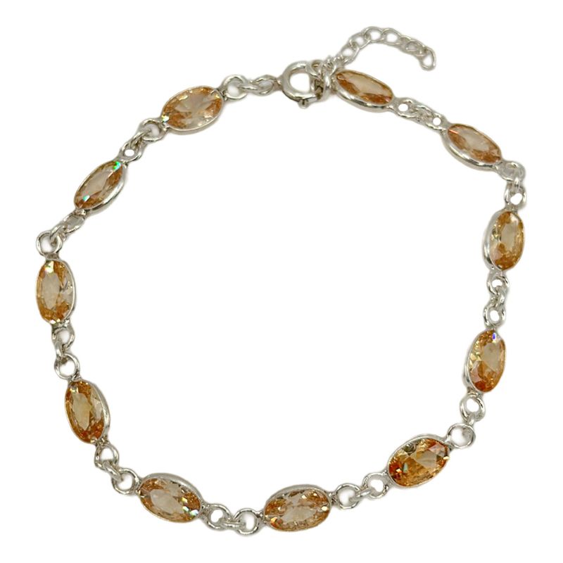 GENERICO - Pulsera Piedras Circones Ambar Dama Plata 925 Caja Regalo