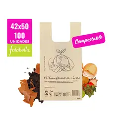 GENERICO - Bolsa Camiseta - Biodegradable & Compostable - 42x50 - 100 unidades