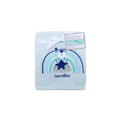 BAMBINO - Frazada Bordada Celeste Oso Arcoiris
