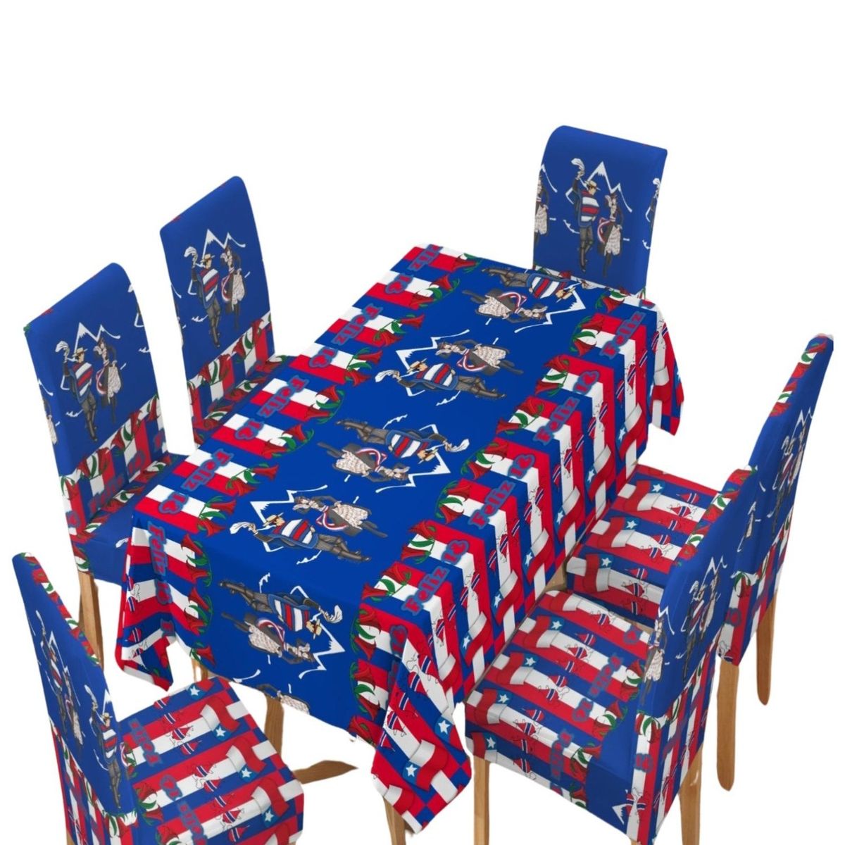 GENERICO - Mantel Mas 6 Fundas De Sillas Fechas Patrias 140x220cm 03