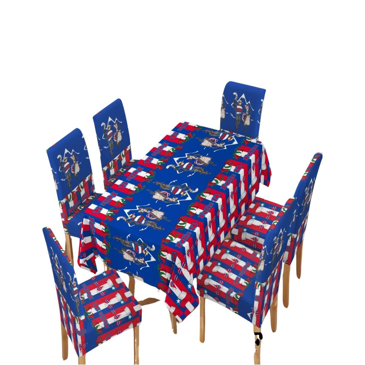 GENERICO - Mantel Mas 6 Fundas De Sillas Fechas Patrias 140x220cm 03