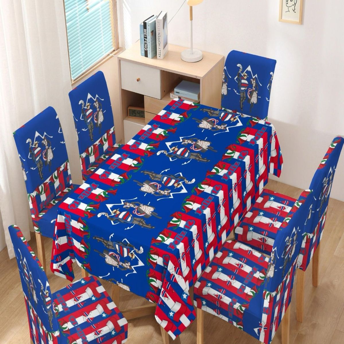 GENERICO - Mantel Mas 6 Fundas De Sillas Fechas Patrias 140x220cm 03