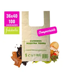 GENERICO - Bolsa Camiseta - Biodegradable & Compostable - 36x40 - 100 unidades