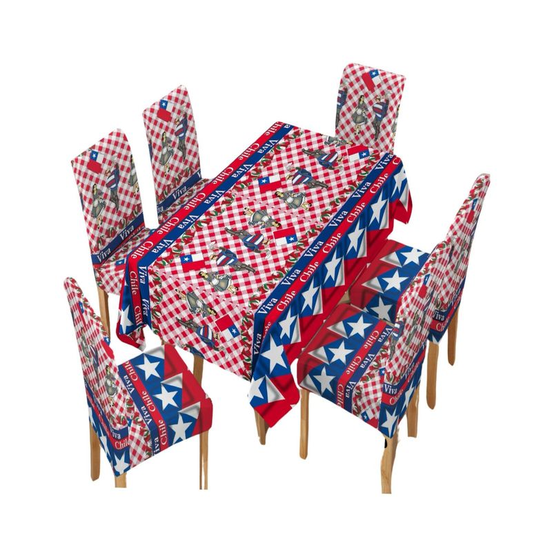 GENERICO - Mantel Mas 6 Fundas De Sillas Fechas Patrias 140x220cm 01