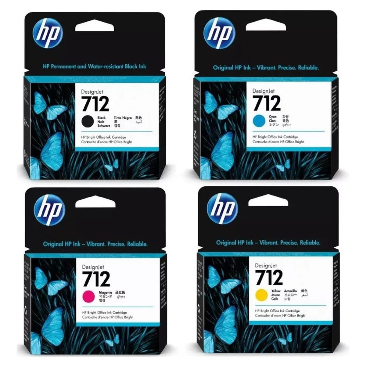 HP - Cartuchos de Tinta hp 712XL Negro + 712 Colores Pack