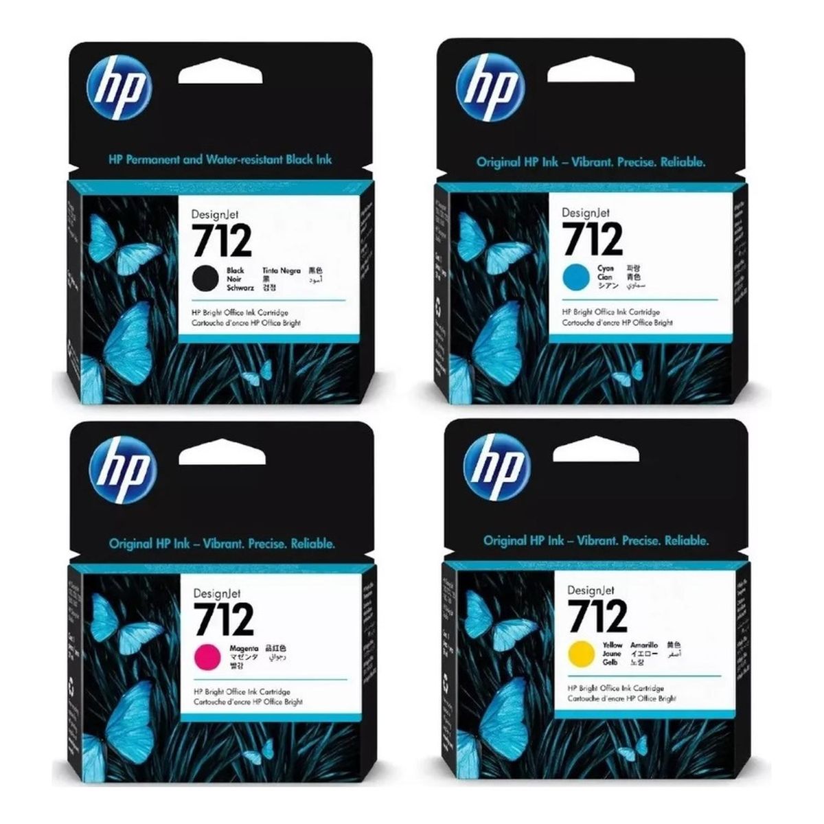 HP - Cartuchos de Tinta hp 712XL Negro + 712 Colores Pack
