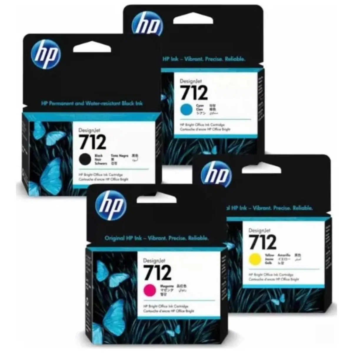 HP - Cartuchos de Tinta hp 712XL Negro + 712 Colores Pack