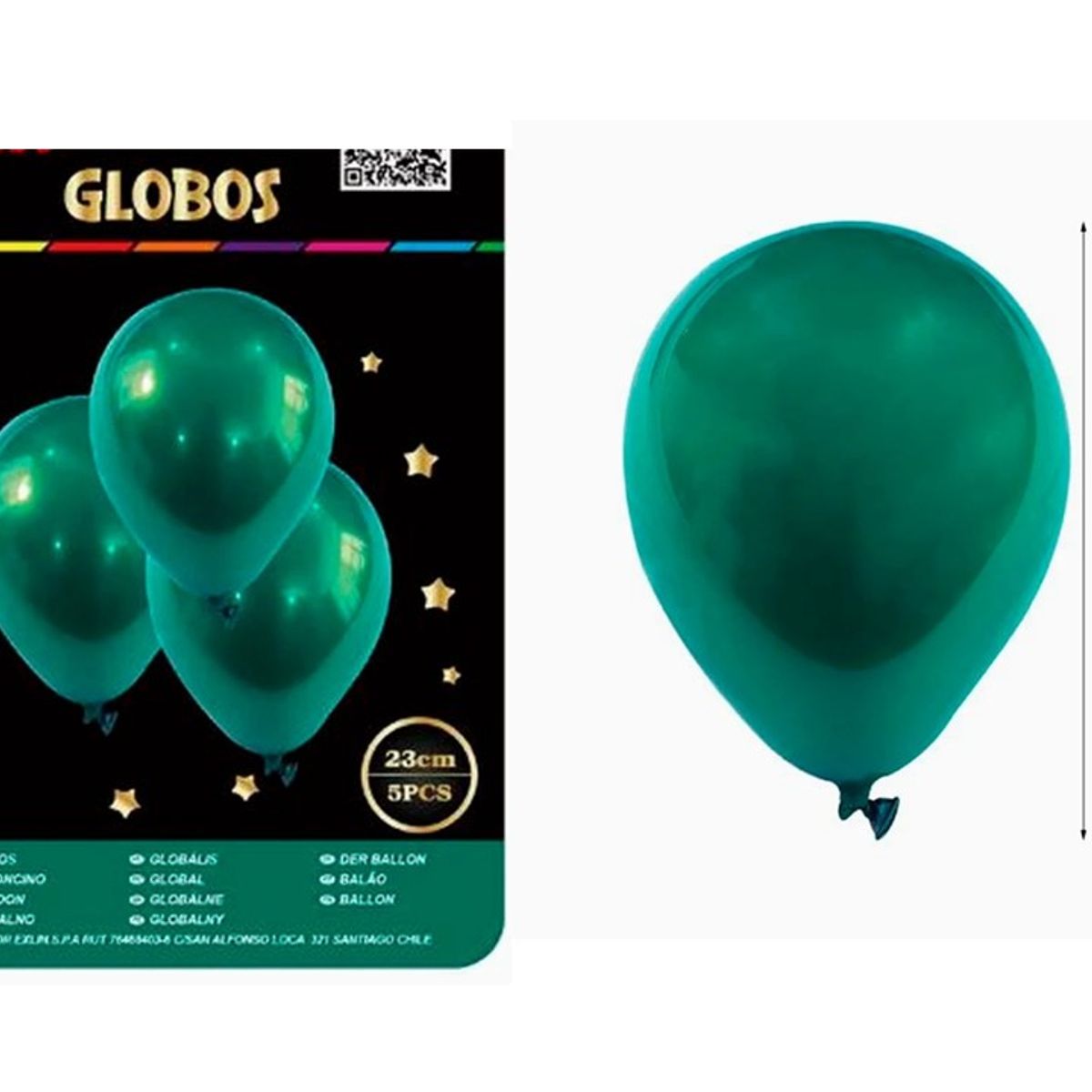 GENERICO - Globo Helio Verde Azulado 23cm