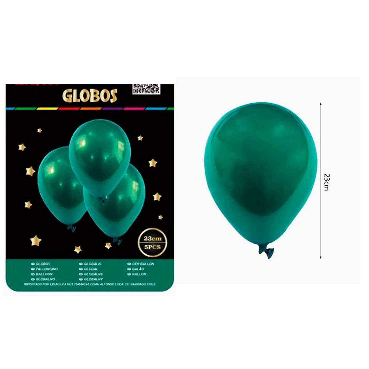 GENERICO - Globo Helio Verde Azulado 23cm