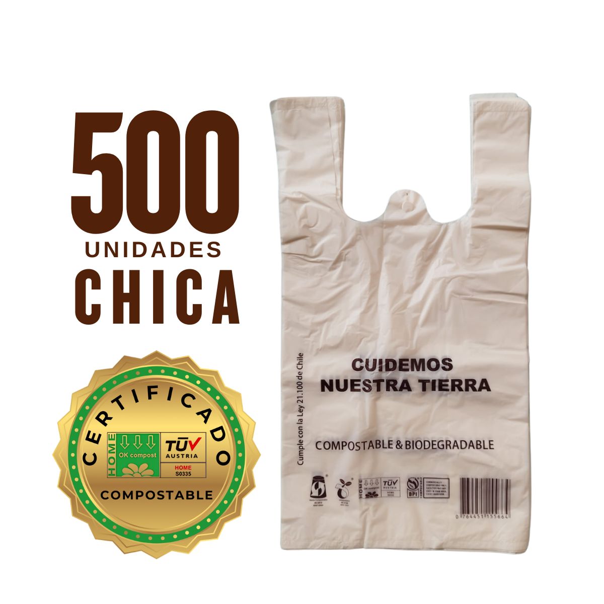 GENERICO - Bolsa Camiseta Biodegradable & compost  36x40 500 unidades