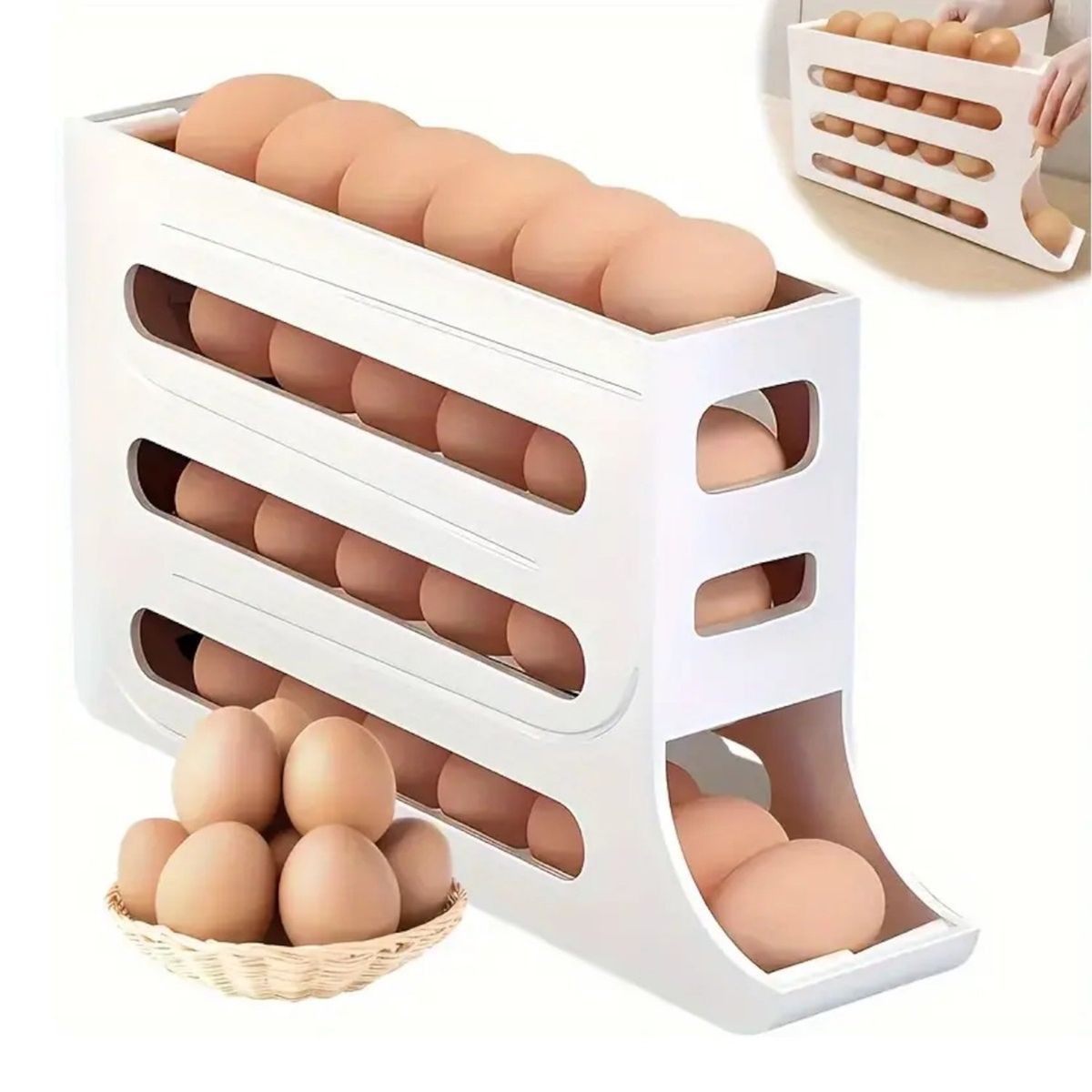 GENERICO - huevera dispensador de huevos organizador de huevos 4 pisos