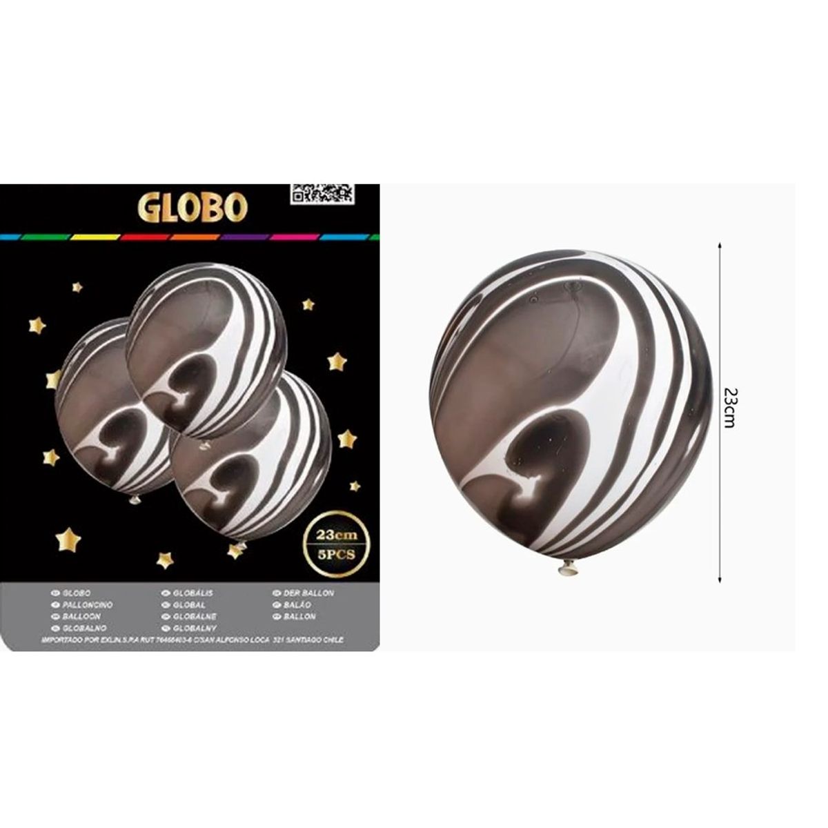 GENERICO - Globo Látex Color Negro 23cm