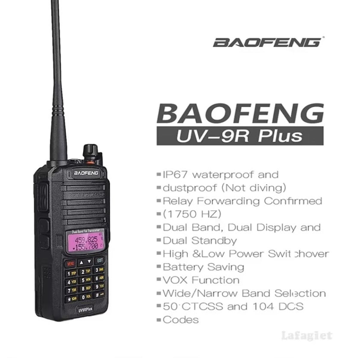 GENERICO - Radio Baofeng UV9rPlus Bidireccional DobleBanda VHF UHF 10W ip68