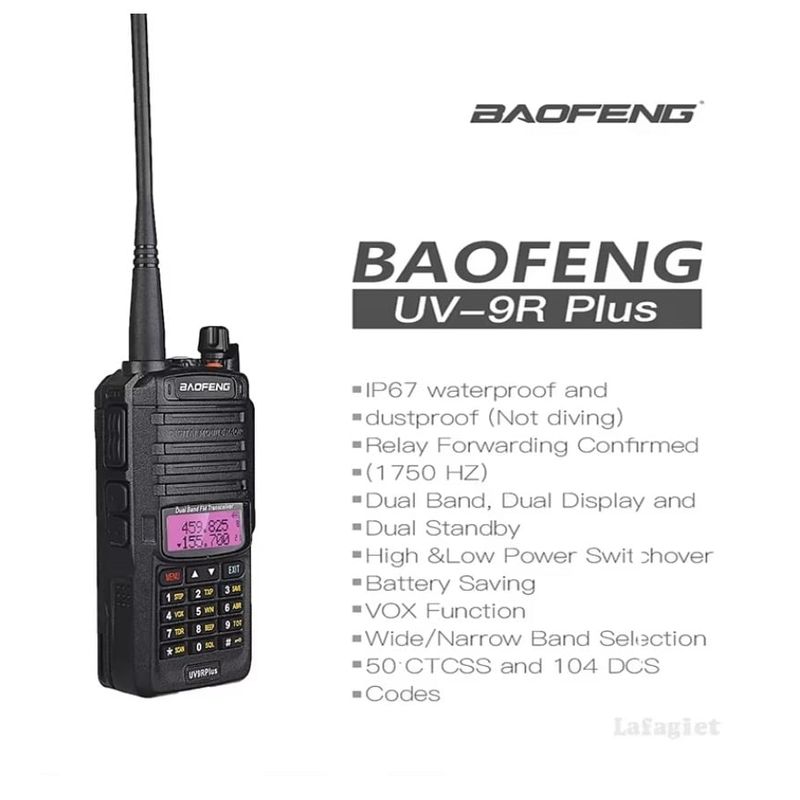 GENERICO - Radio Baofeng UV9rPlus Bidireccional DobleBanda VHF UHF 10W ip68