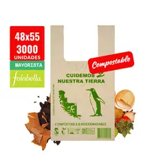 GENERICO - Bolsa Camiseta - Biodegradable & Compostable - 48x55 - 3000 unidades