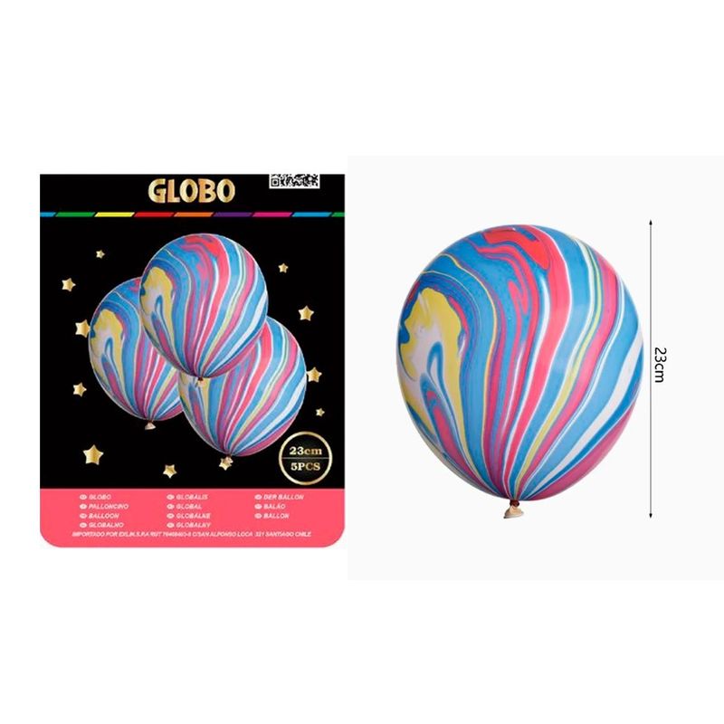 GENERICO - Globo Látex Arcoíris 23cm