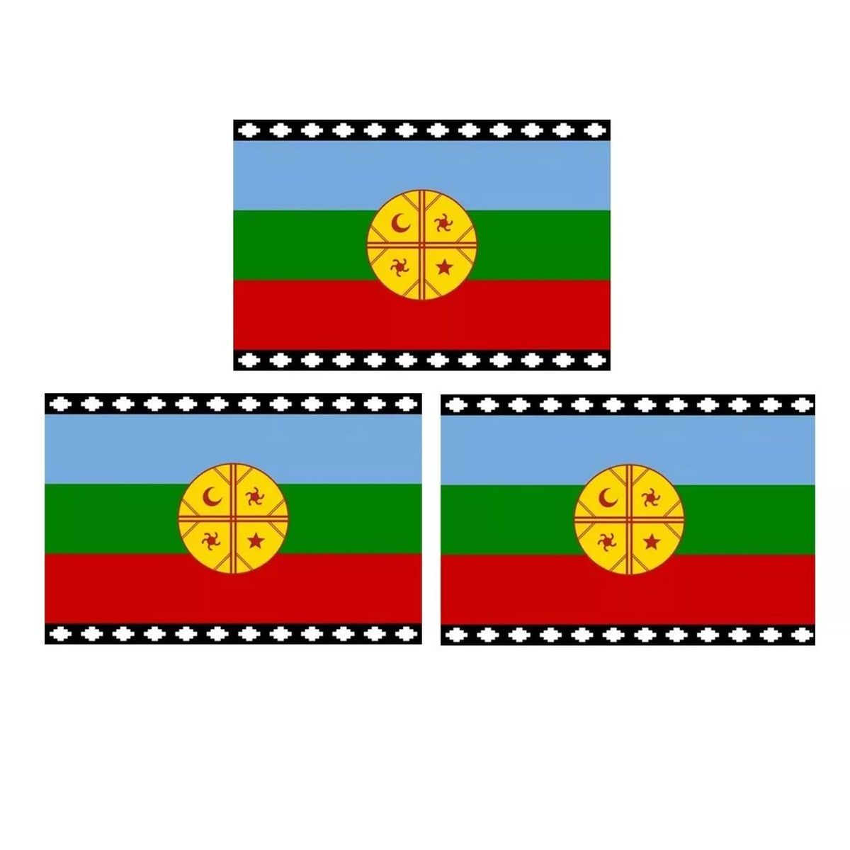 GENERICO - X3 Bandera Mapuche Chilena Bandera Chile Mediana 90x145 Tela