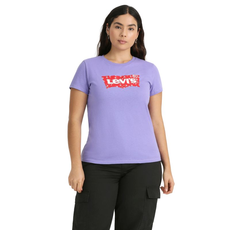 LEVIS - Polera Mujer Lisa con Logo Batwing Morado Levis