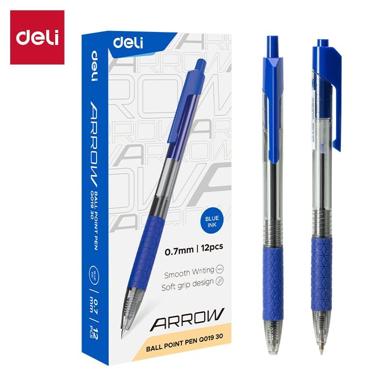 DELI - pack 72 Lápiz pasta bolígrafo retráctil azul punta de 07 mm