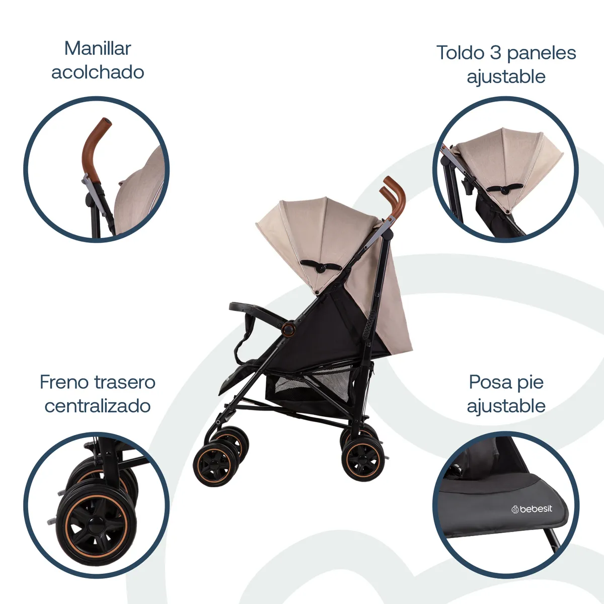BEBESIT - Coche Paragua Magic Ride Fiesta Beige Bebesit
