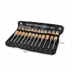 OEM - Juego De Cinceles Para Tallar Madera Gubia 12 Pcs