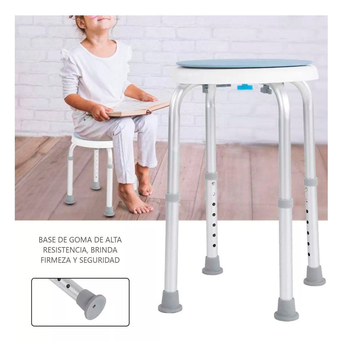 GENERICO - Piso Silla De Ducha Giratorio Redondo Altura Ajustable 103C