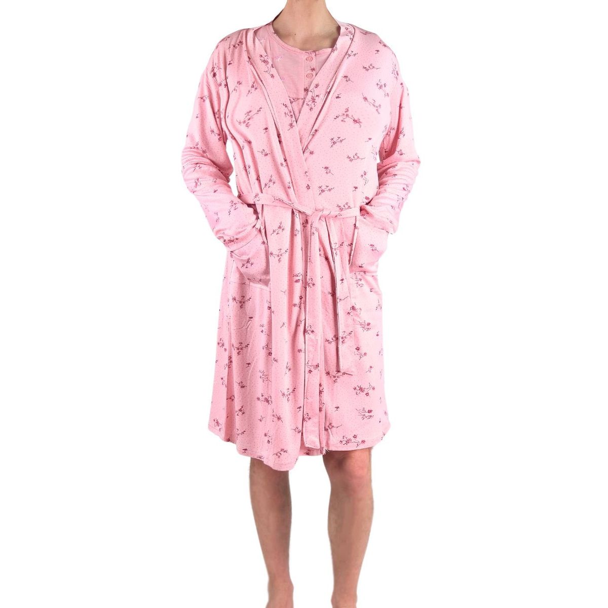 LIKE SHOP - Conjunto Camisa Dormir Más Bata Mujer Calidad Premium 532