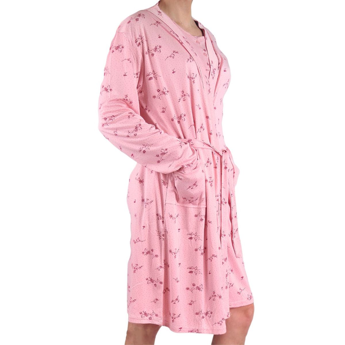 LIKE SHOP - Conjunto Camisa Dormir Más Bata Mujer Calidad Premium 532