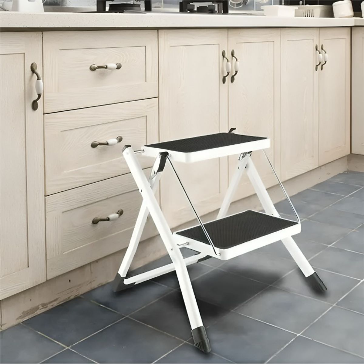 OEM - Escalera Multiuso Plegable 2 Peldaños Ultra Compacta