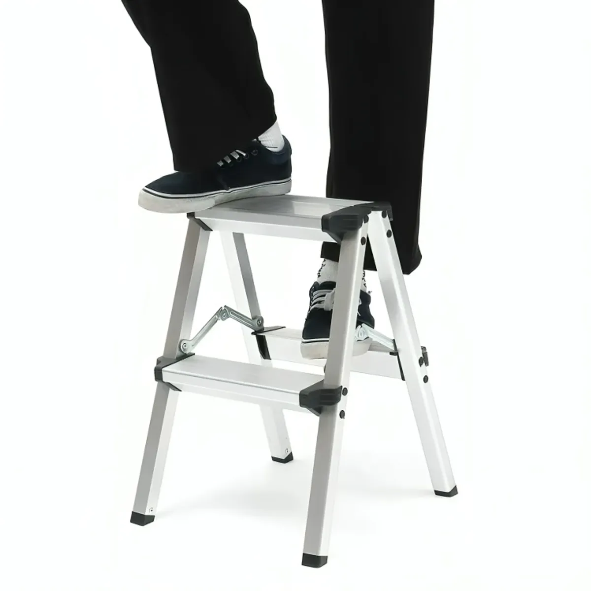 OEM - Escalera Taburete Plegable 2 Peldaños Aluminio