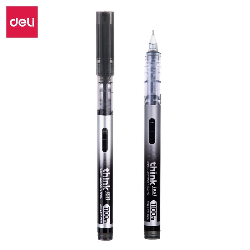 DELI - pack 24 Lápiz Rollerball Punta Fina 05 mm Tinta Negra