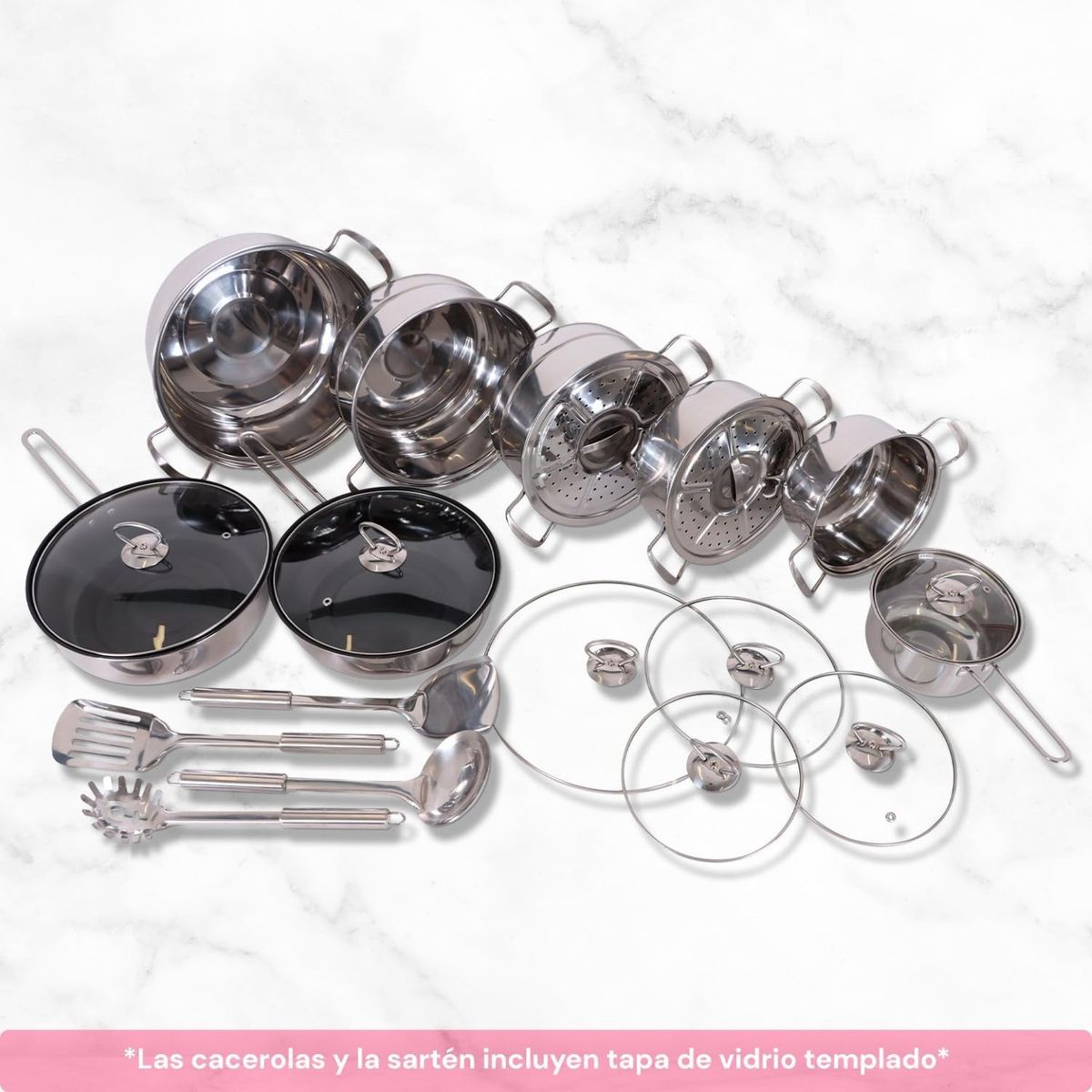 BLUEDREAMER - Bateria de Cocina Sofia Inox Acero Inoxidable 21 Piezas