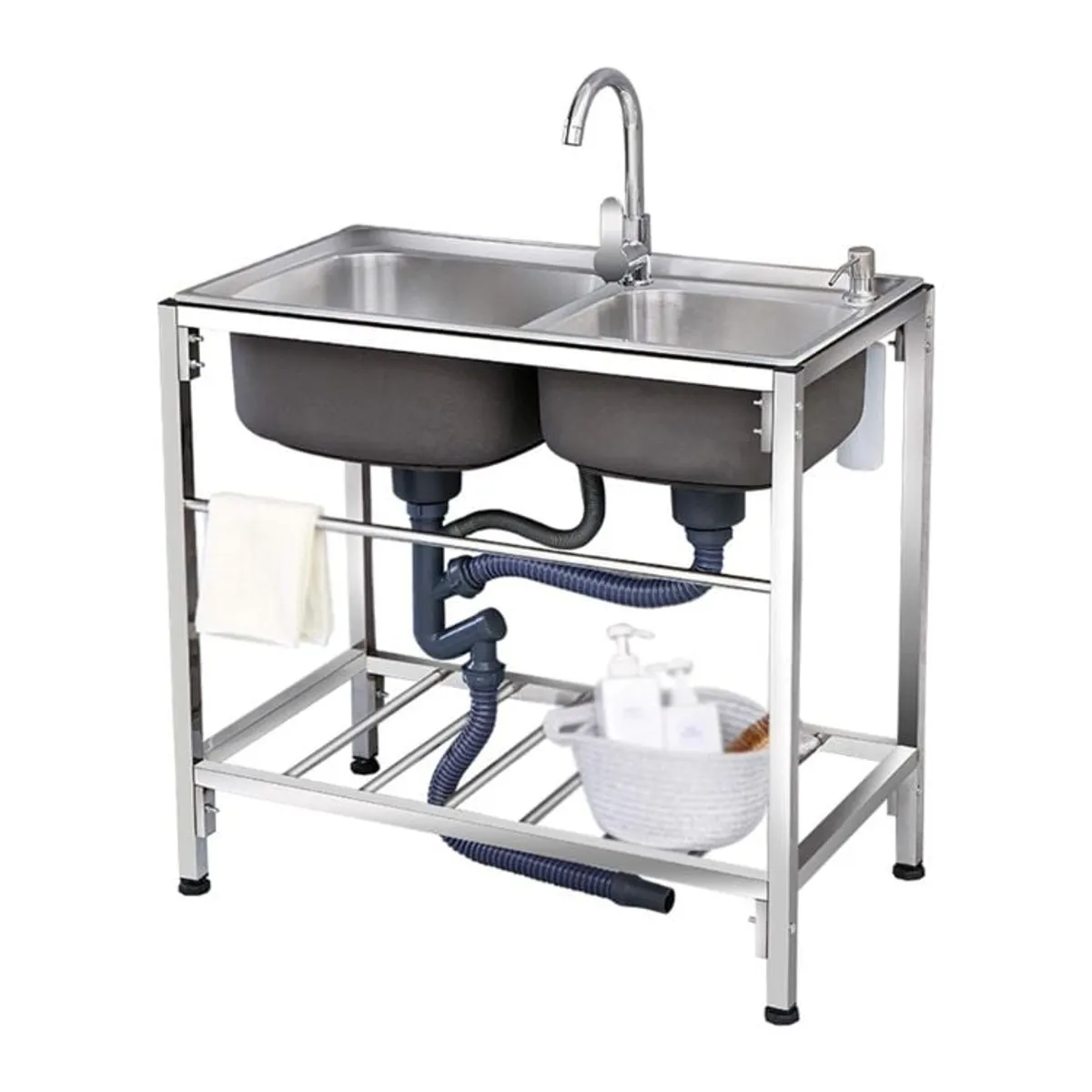 CRUSEC - Lavaplatos Doble Moderno Funcional Acero Inoxidable