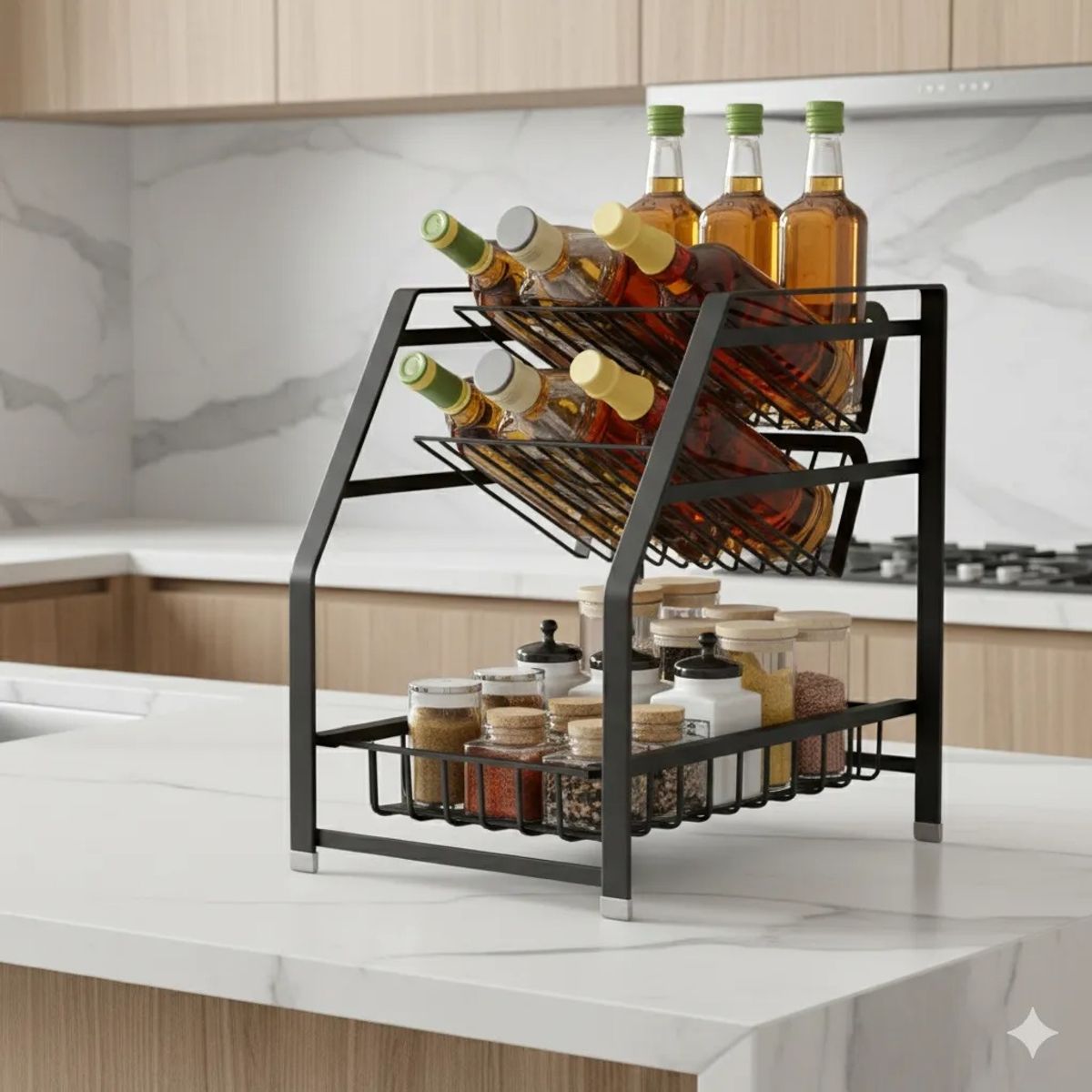 MP - Organizador Rack Especiero De Cocina Botellas 3 Niveles