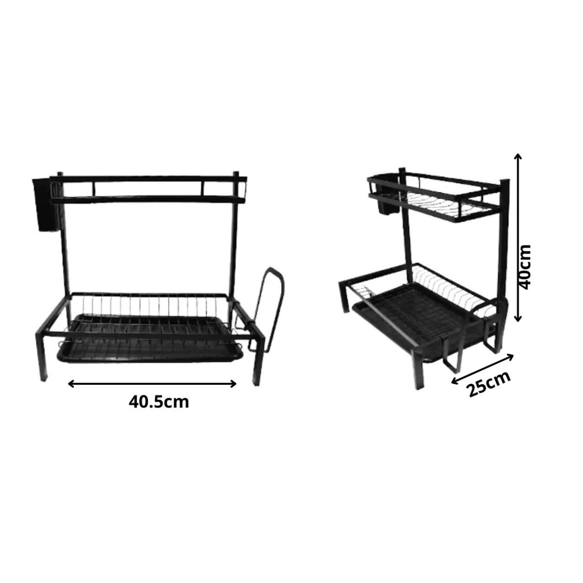 GENERICO - Escurridor De Platos 2 Pisos Metal Rack 14 platos