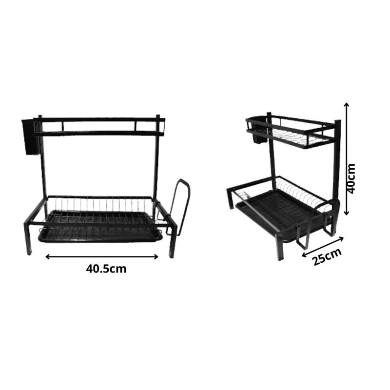 GENERICO - Escurridor De Platos 2 Pisos Metal Rack 14 platos