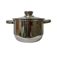 GENERICO - Juego Batería Ollas Acero Inox 161820 Cm Con Tapa Vidrio
