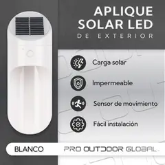PRO OUTDOOR - Aplique Led Solar Para Exterior Blanco