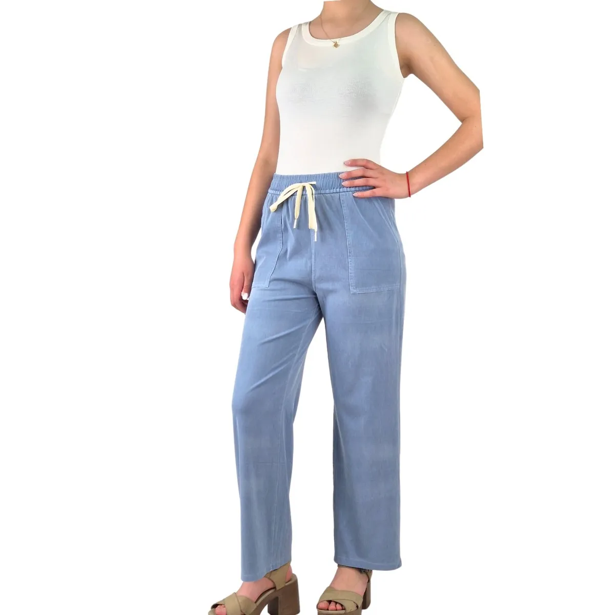 LIKE SHOP - Pantalon Palazzo Mujer Liviano Recto Excelente Calidad Tipo Jeans 664