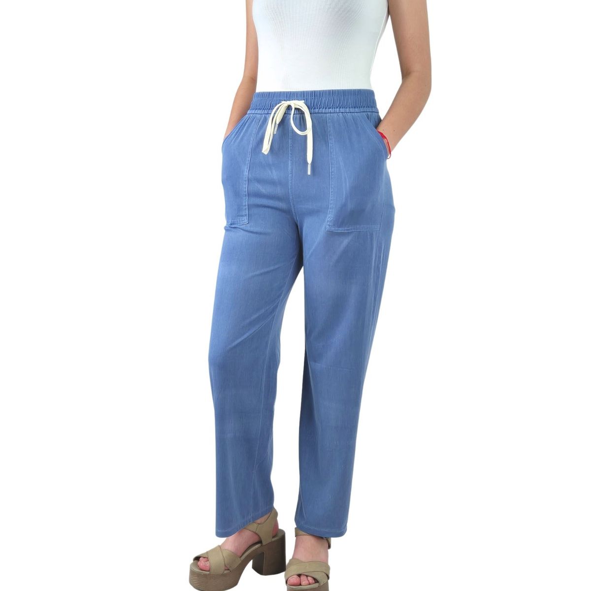 LIKE SHOP - Pantalon Palazzo Mujer Liviano Recto Excelente Calidad Tipo Jeans 664