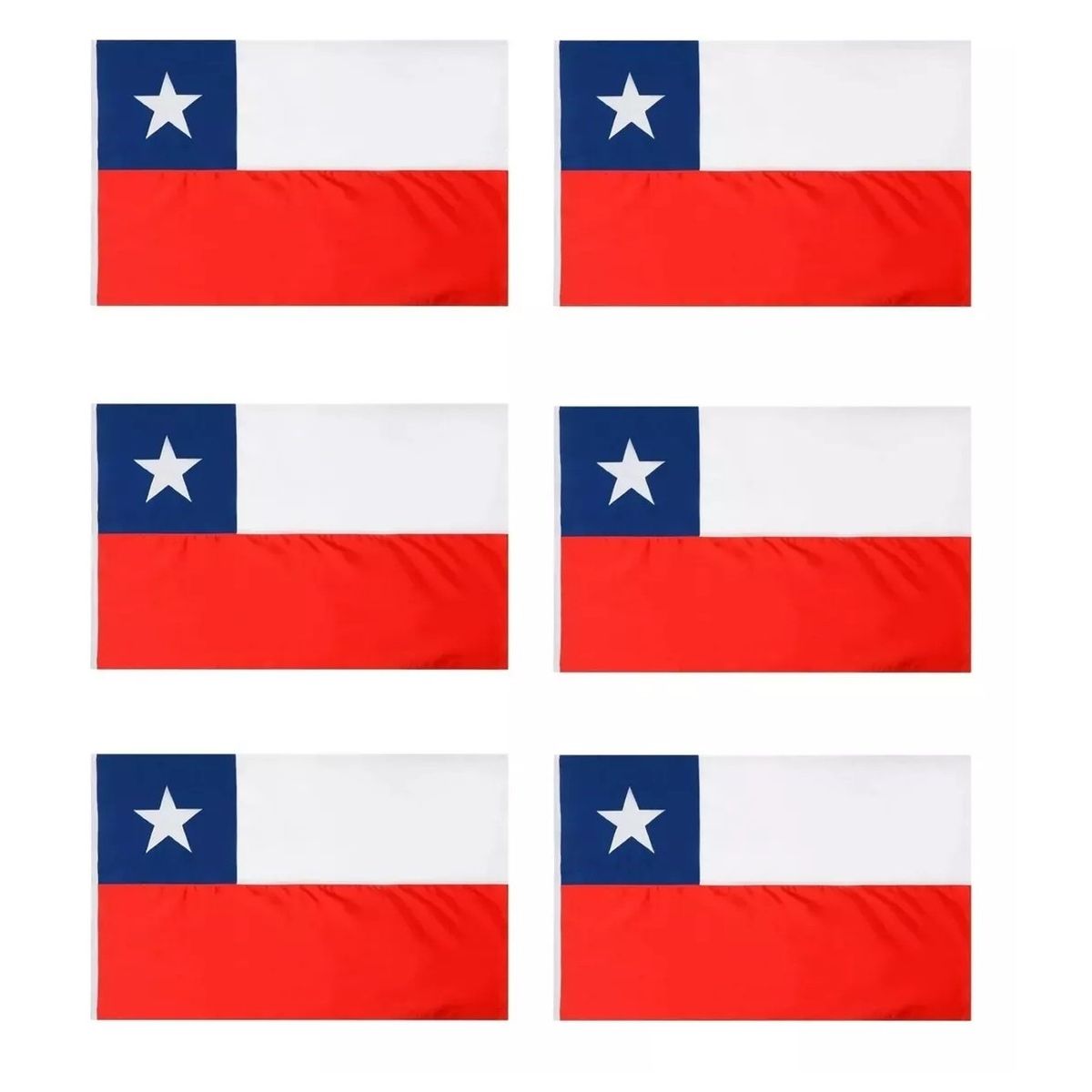 GENERICO - Pack 6 Banderas De Chile Bandera Chile Chilena 145 X 90