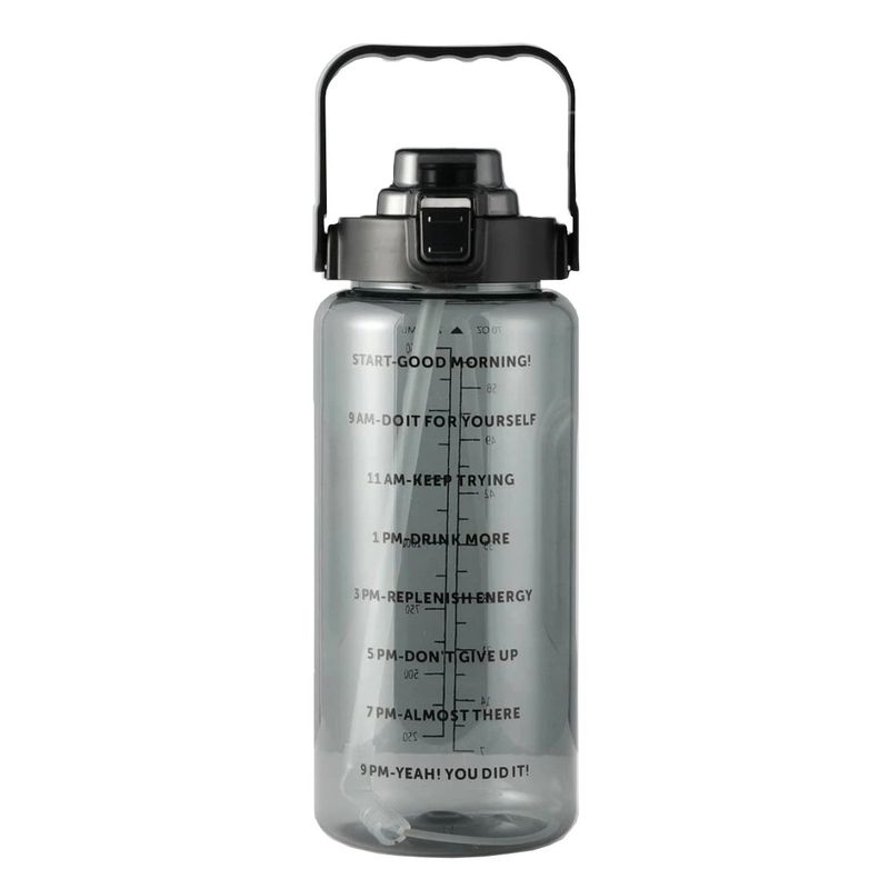 CELLBOX - Botella de Agua 2 Litros con Indicador de Medida - Negro