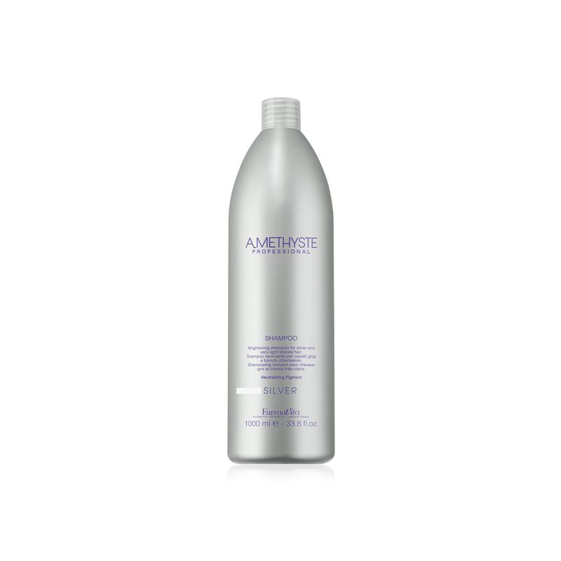 FARMAVITA - Shampoo para cabello rubio y gris silver 1000 ML Amathyste