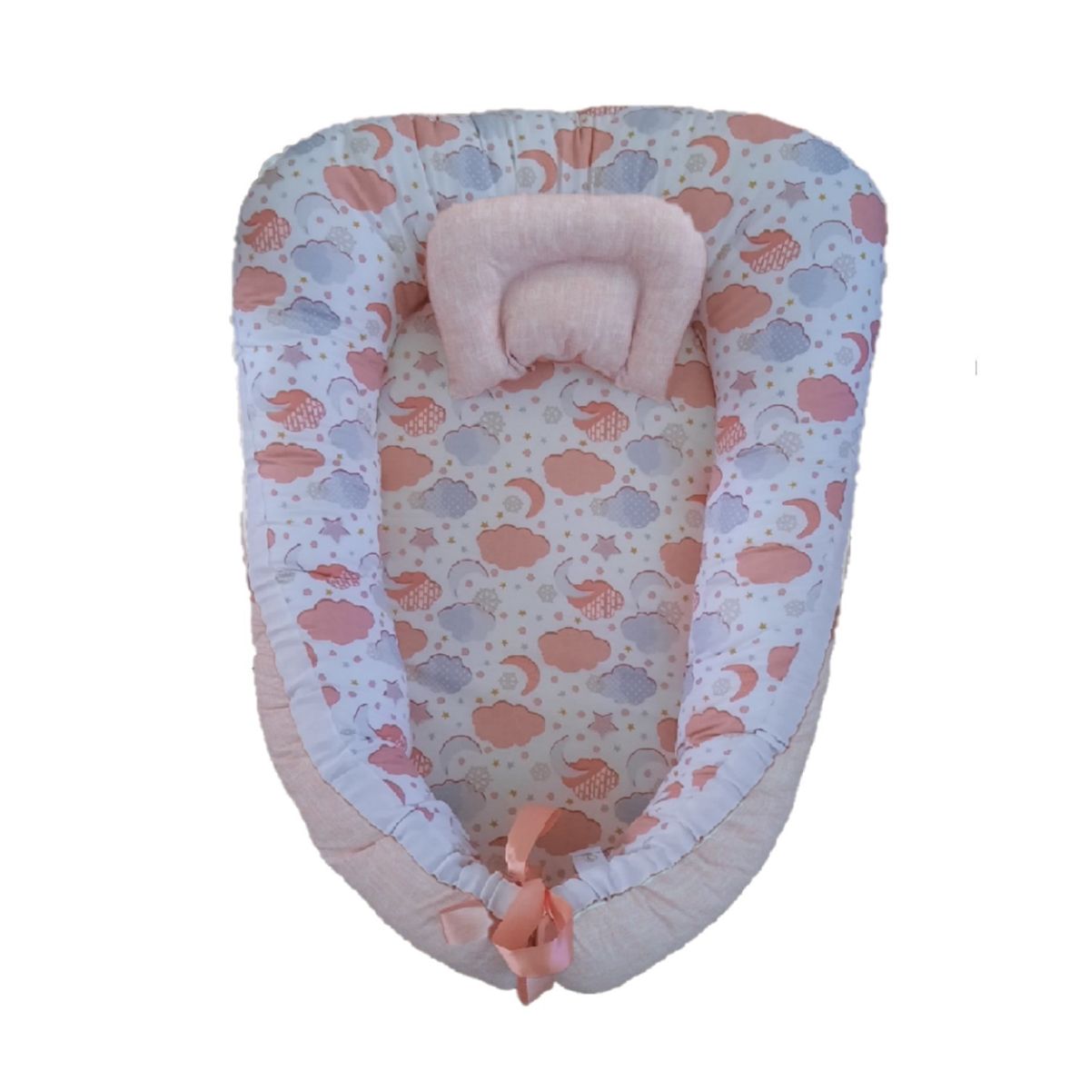 GENERICO - Nidito Colecho Blanco Nube y Estrellas Palo Rosa Jaspeado