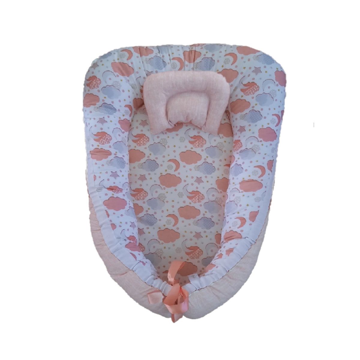 GENERICO - Nidito Colecho Blanco Nube y Estrellas Palo Rosa Jaspeado