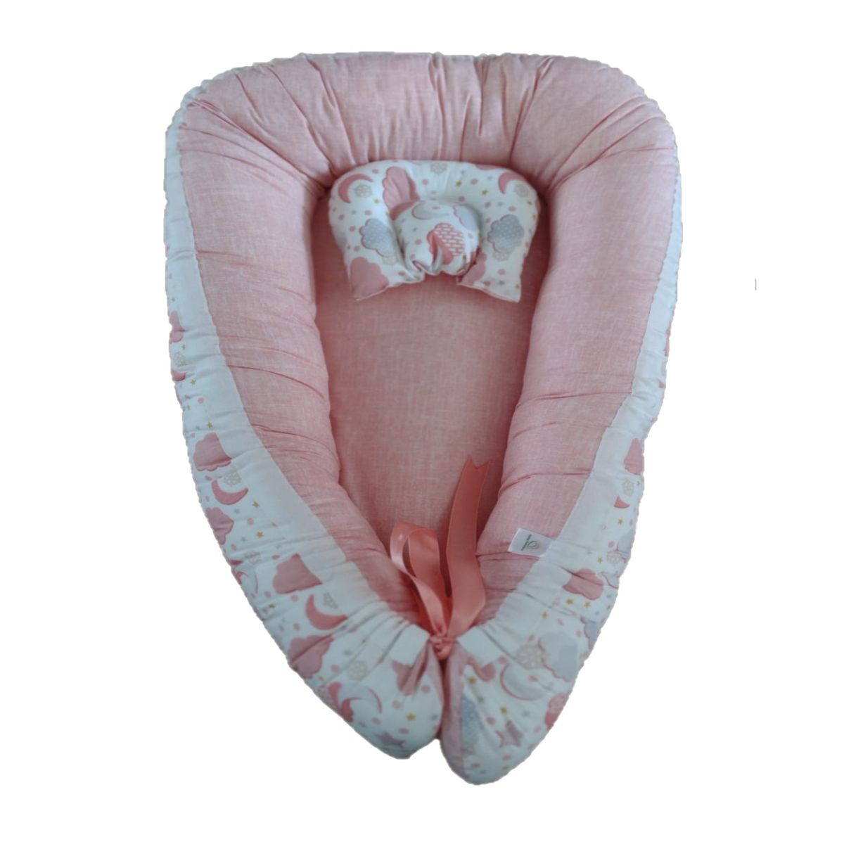 GENERICO - Nidito Colecho Blanco Nube y Estrellas Palo Rosa Jaspeado